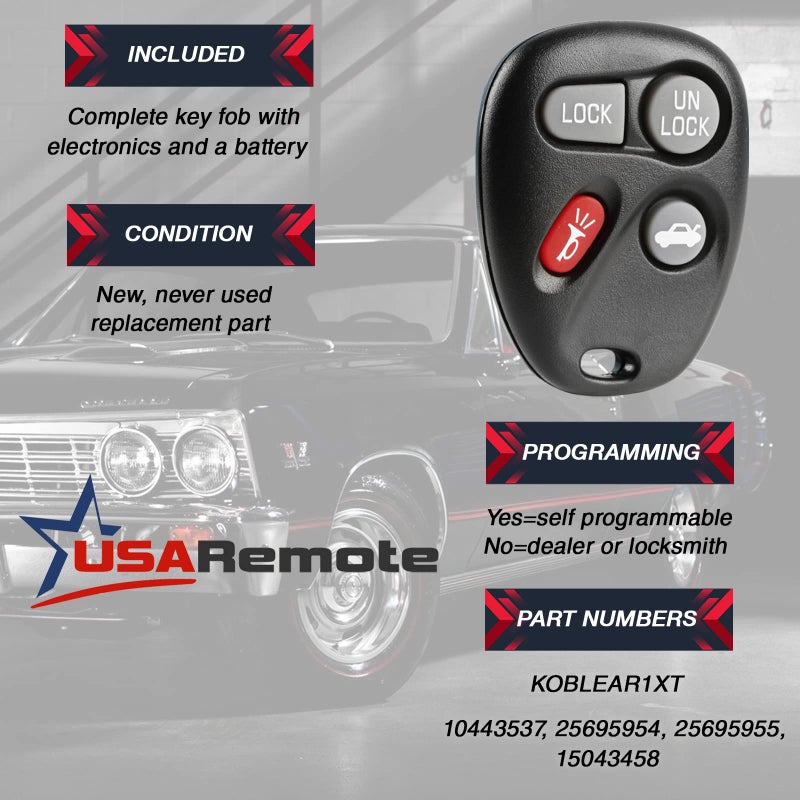 USARemote Car Key Fob Keyless Entry Remote fits Buick Lesabre Park Avenue/Chevy Impala Malibu Monte Carlo/Oldsmobile 88 98 Alrero Aurora/Pontiac Bonneville Grand AM (KOBUT1BT, 25678792) - Image 3